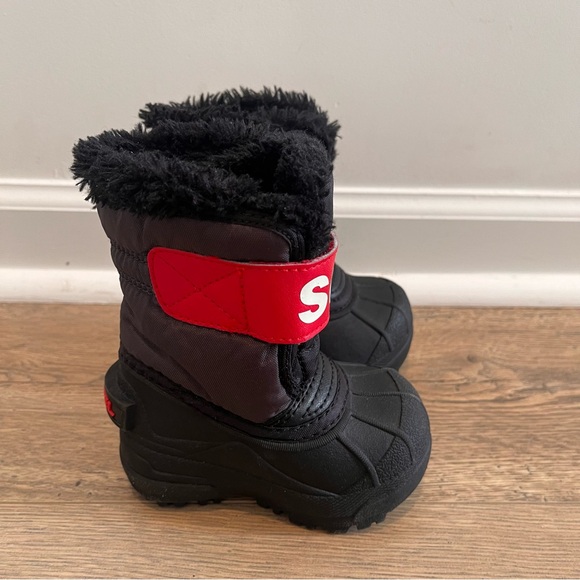 Sorel Toddler Kids Black Snow Commander Boots Sz 4 - Picture 2 of 6